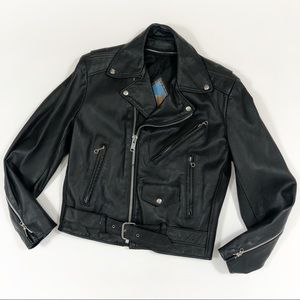VTG Black Leather Moto Biker Jacket